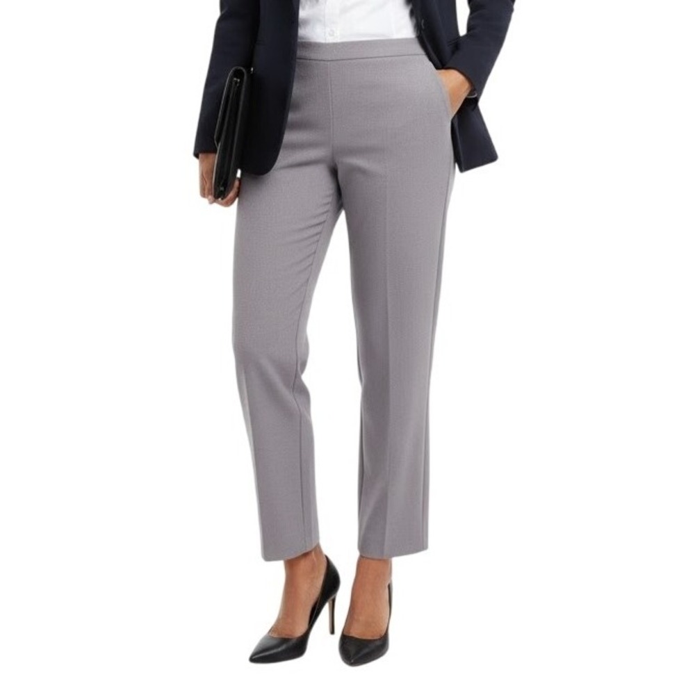Alfred Dunner Pants 14 Plum Purple Pull On High Waisted Wide Leg Classic Stretch